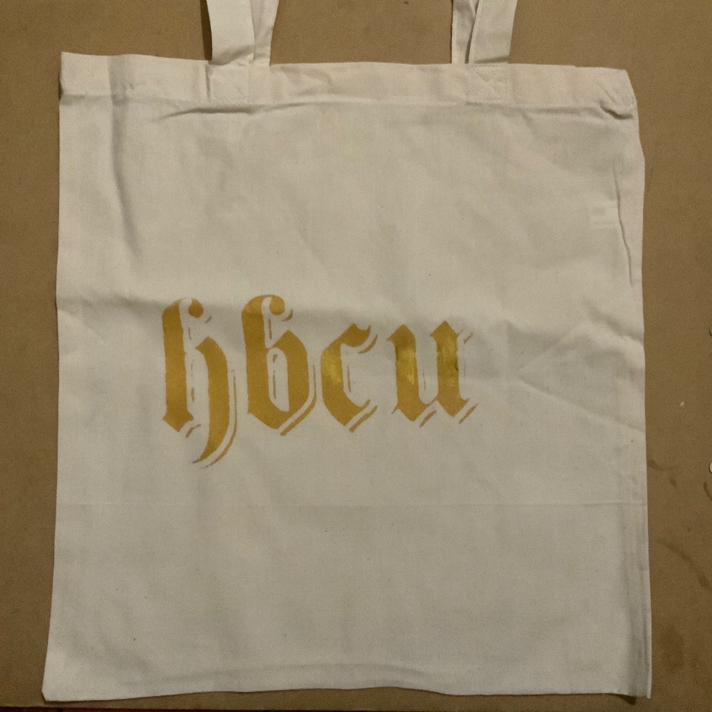 New Hbcu tan hand screen printed tote bag